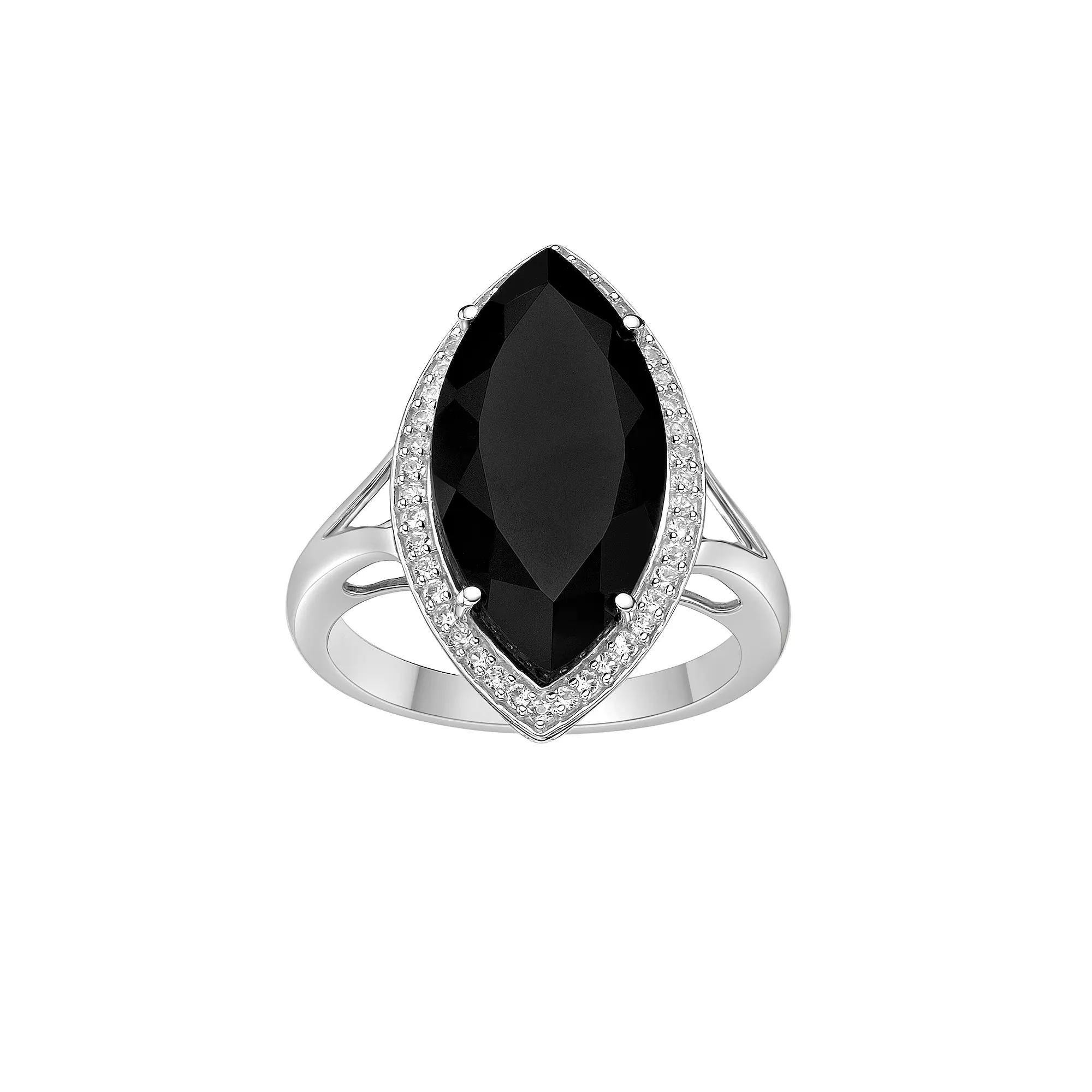 Gemminded Sterling Silver Onyx & Lab-Created White Sapphire Ring, Women's, Size: 5 Product Image