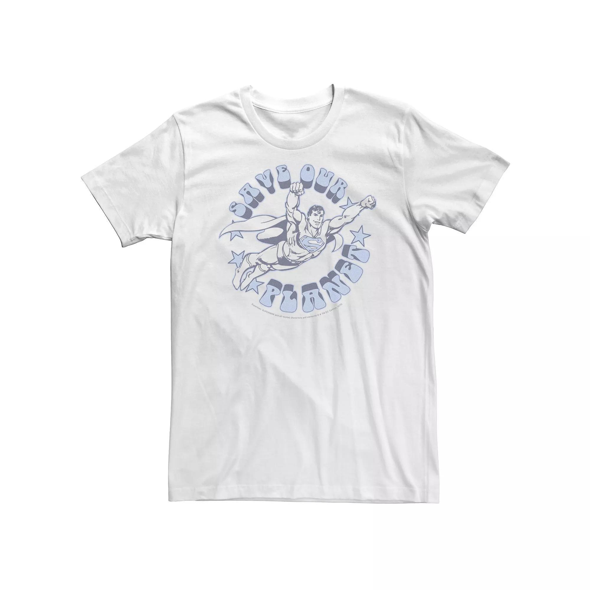Big & Tall DC Comics Superman Save Our Planet Circle Text Poster Tee, Men's, Size: XXL Tall, White Product Image