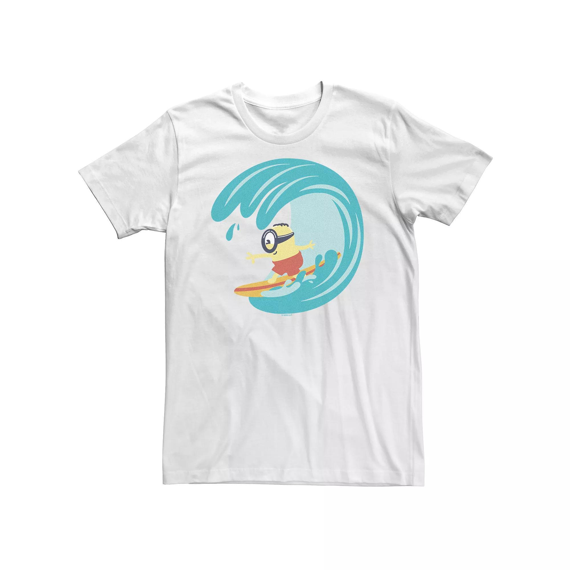 Big & Tall Despicable Me Minions Surfs Up Tidal Wave Tee, Men's, Size: 4XL Tall, White Product Image