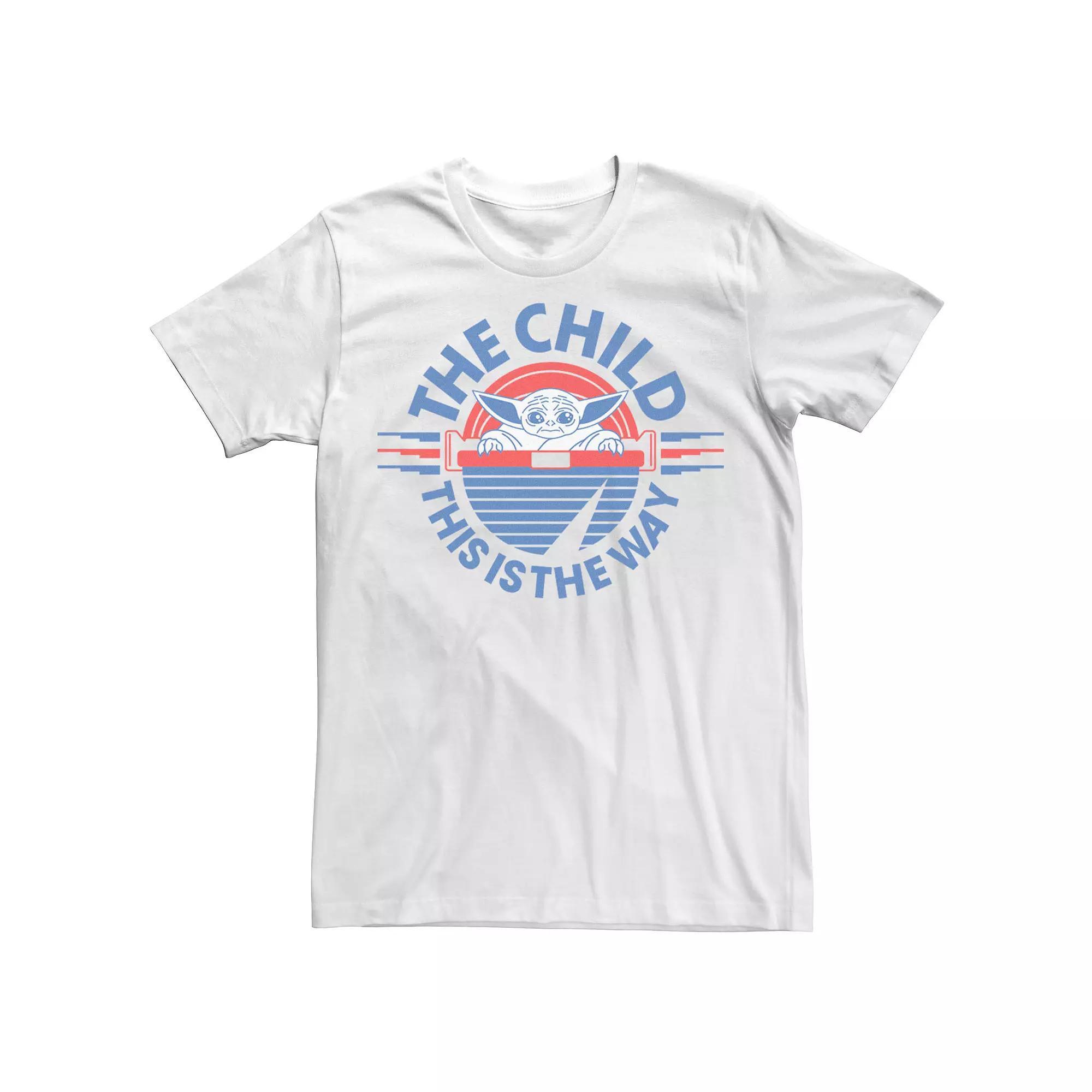 Men's Star Wars: The Mandalorian The Child Retro White & Blue Pod Tee, Size: Medium Product Image