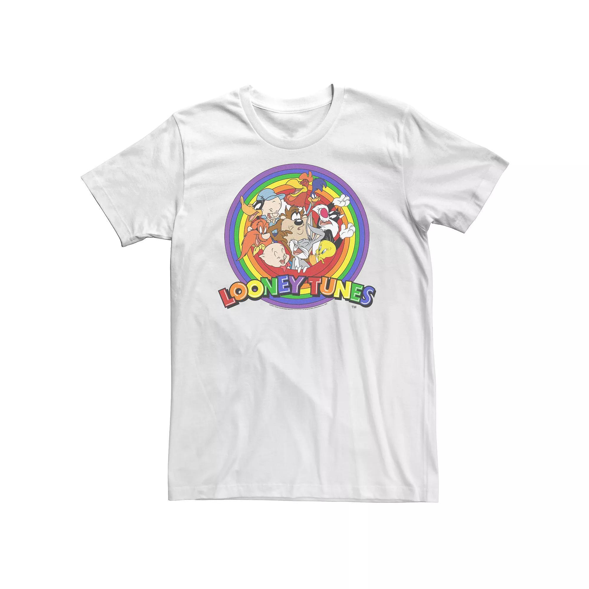 Big & Tall Looney Tunes Pride Group Shot Rainbow Logo Tee, Men's, Size: XL Tall, White Product Image