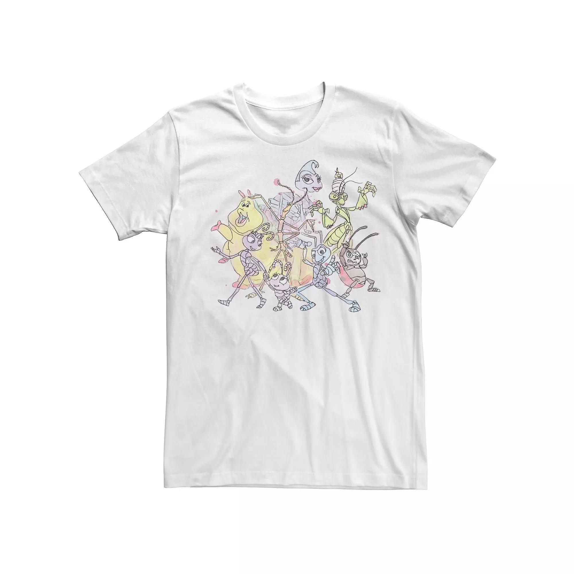 Disney's A Bug's Life Men's Watercolor Bugs Tee, Size: Medium, White Product Image