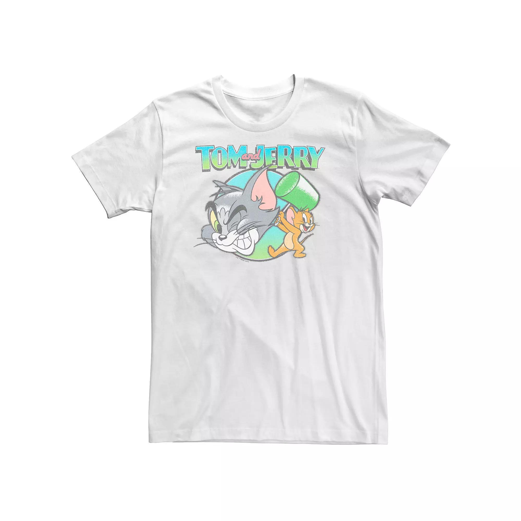 Big & Tall Tom And Jerry Cartoon Mallet Whack Tee, Men's, Size: XL Tall, White Product Image