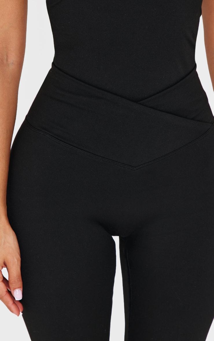 Petite Black Sculpt Wrap Waist Gym Leggings Product Image