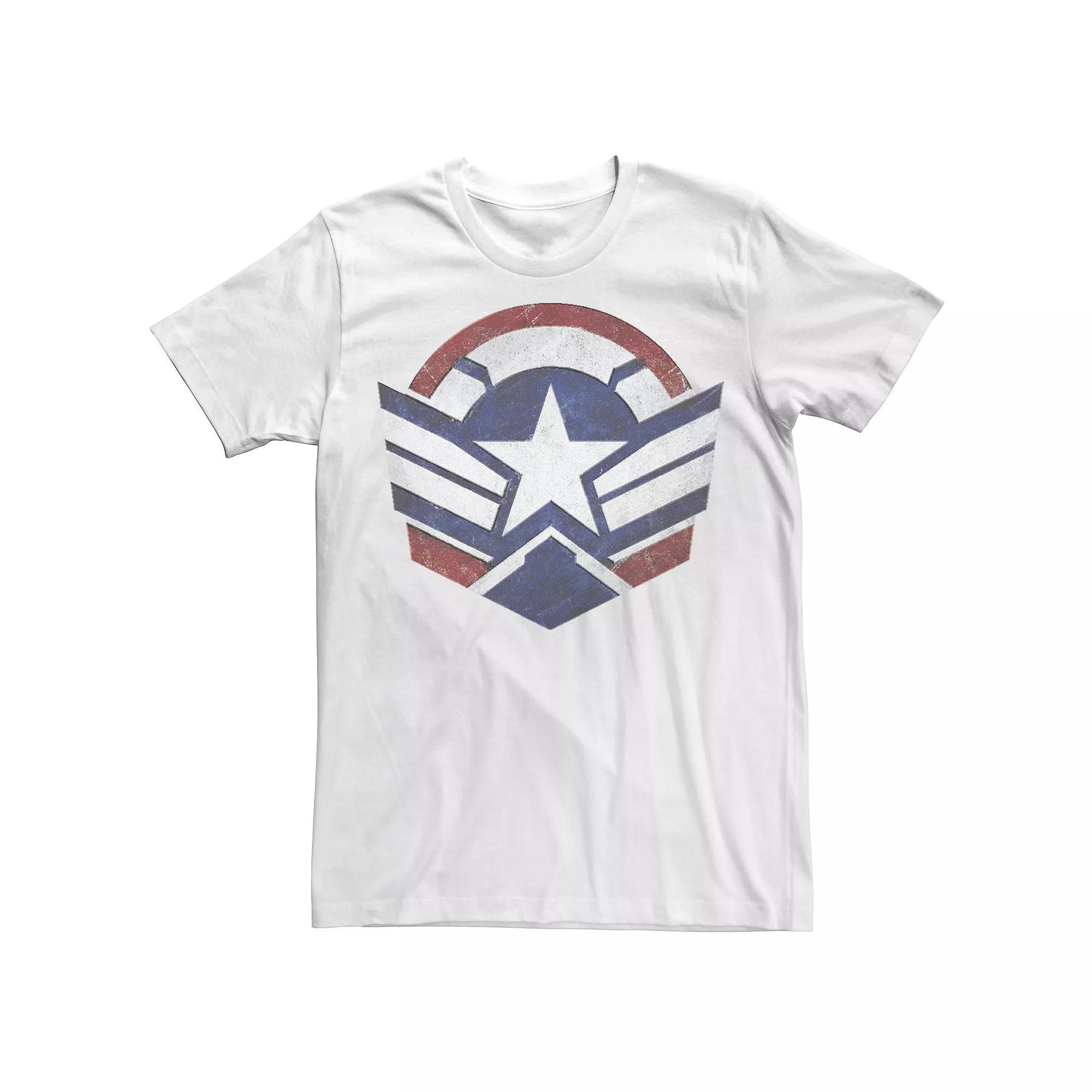 Men's Marvel Falcon And The Winter Soldier Wings Shield Logo Tee, Size: Small, White Product Image