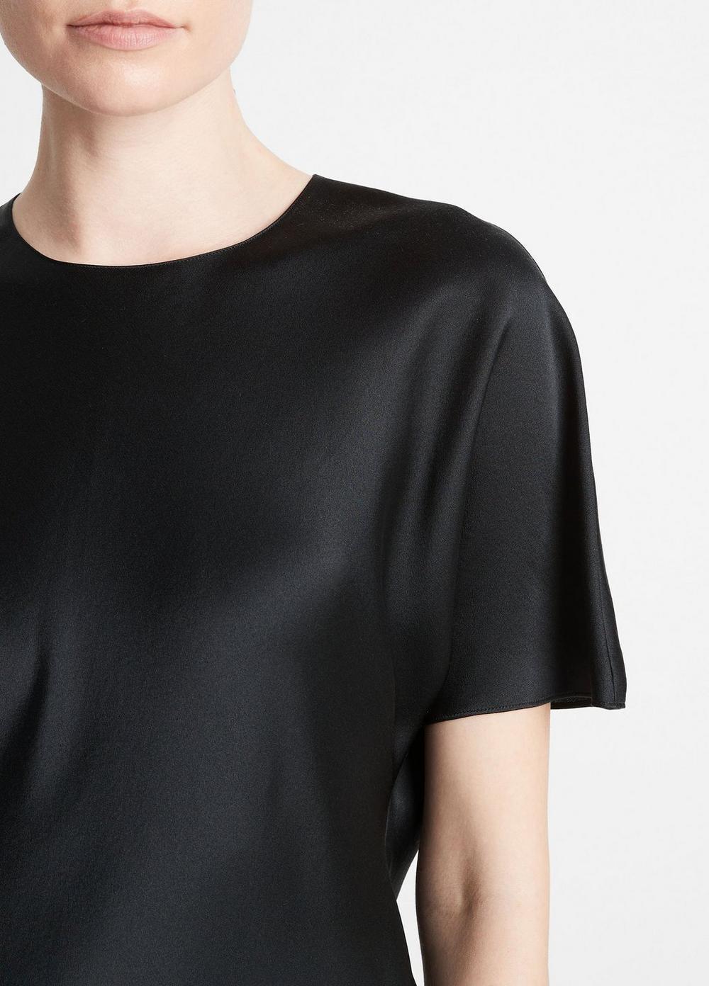 Womens Silk Satin Bias T-Shirt, Black, Size L Vince Product Image