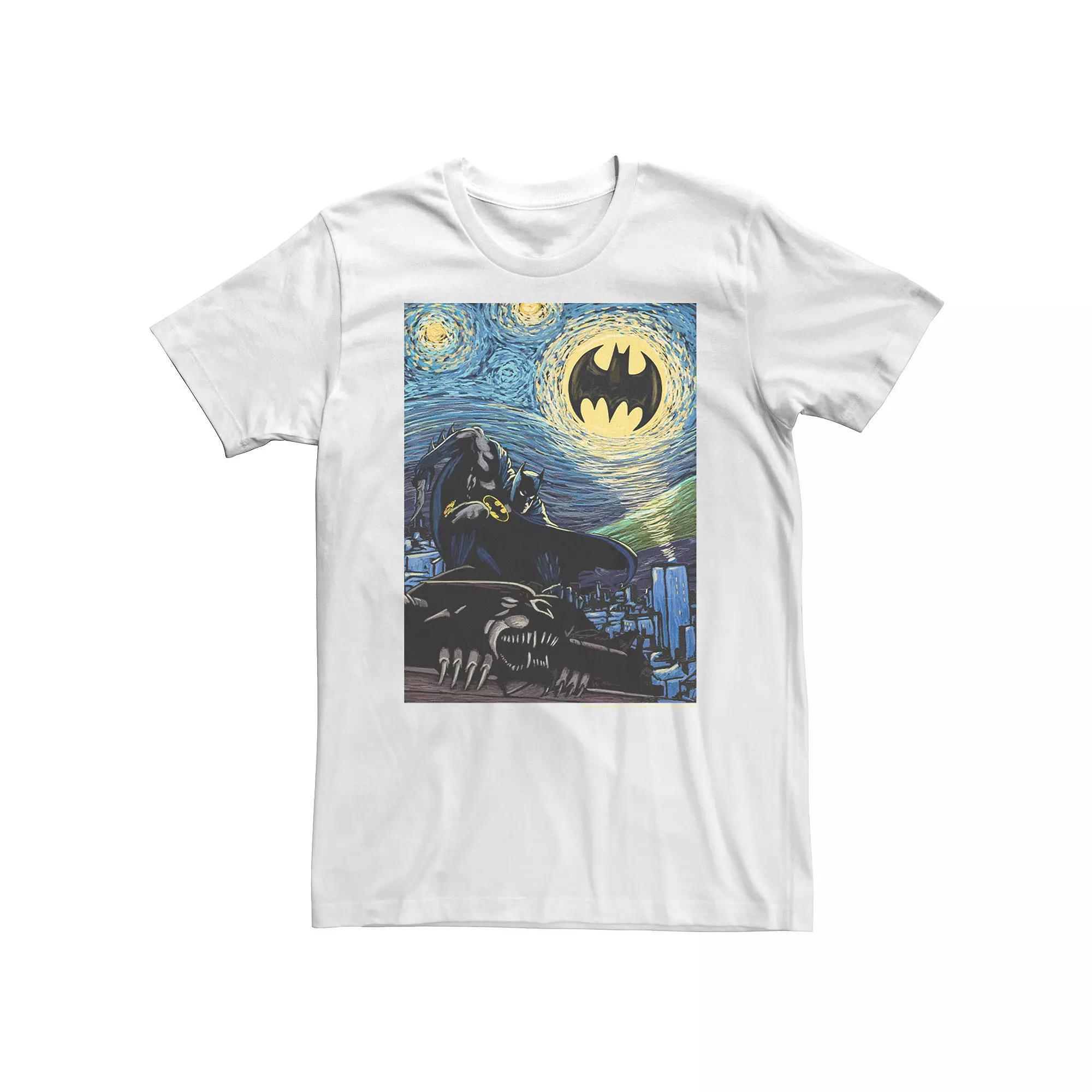 Big & Tall DC Comics Batman The Dark Knight Starry Night Style Tee Tee, Men's, Size: XL Tall, White Product Image