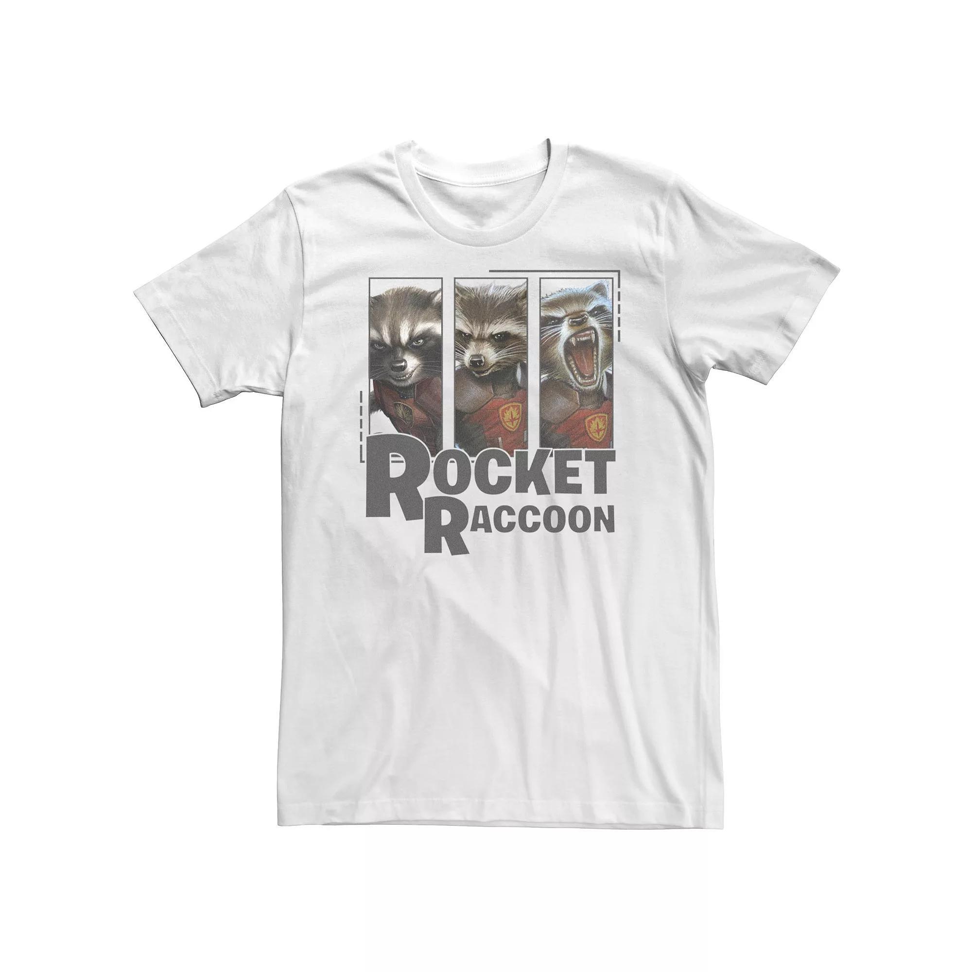 Big & Tall Marvel Guardians Of The Galaxy Rocket Raccoon Portrait Panels Tee, Men's, Size: XL Tall, White Product Image