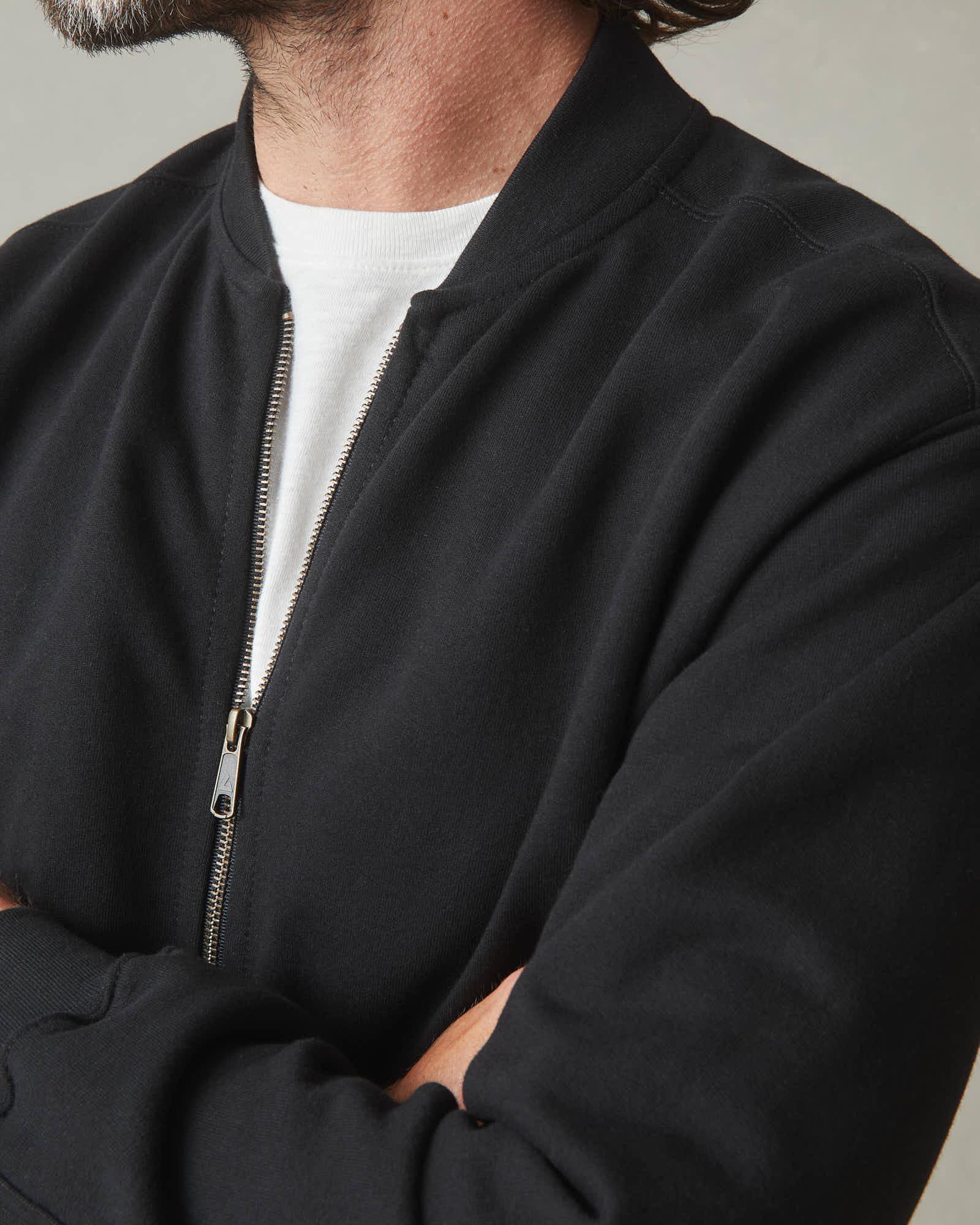 Men's Fleece Bomber Jacket - Black Product Image