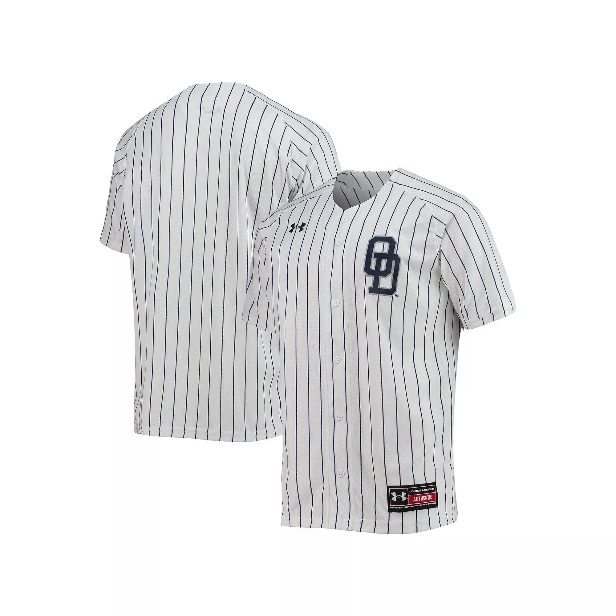 Men's Under Armour White Old Dominion Monarchs Pinstripe Replica Baseball Jersey, Size: XL, Odu White Product Image