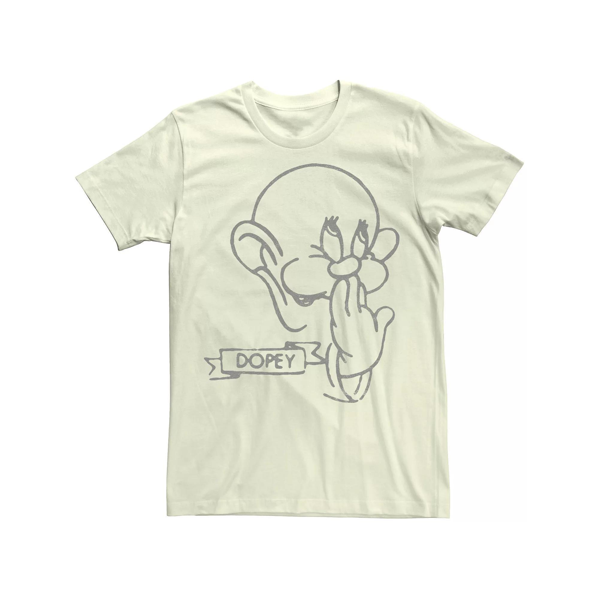 Disney's Snow White Dopey Line Art Big Face Men's Tee, Size: Medium, Natural Product Image