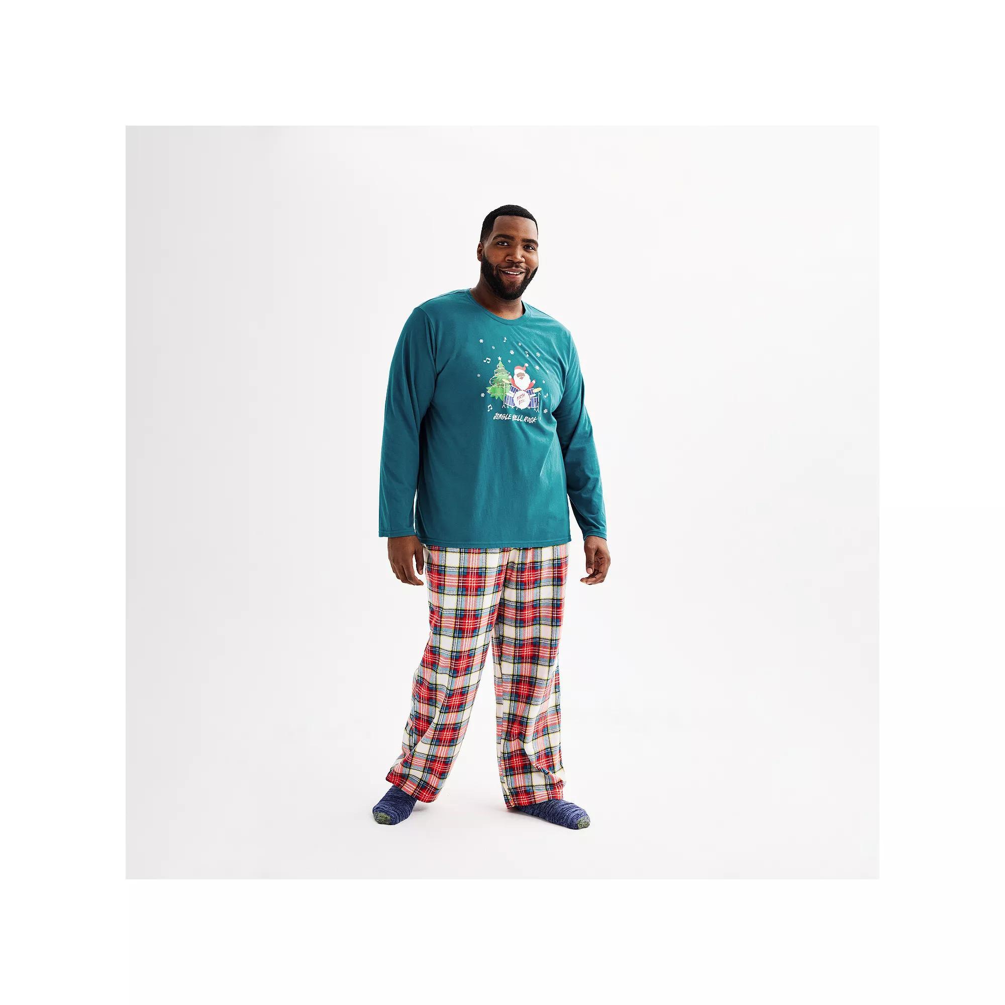 Big & Tall Jammies For Your Families Jingle Bell Rock Santa Claus Pajama Top & Pajama Bottoms Set, Mens Product Image