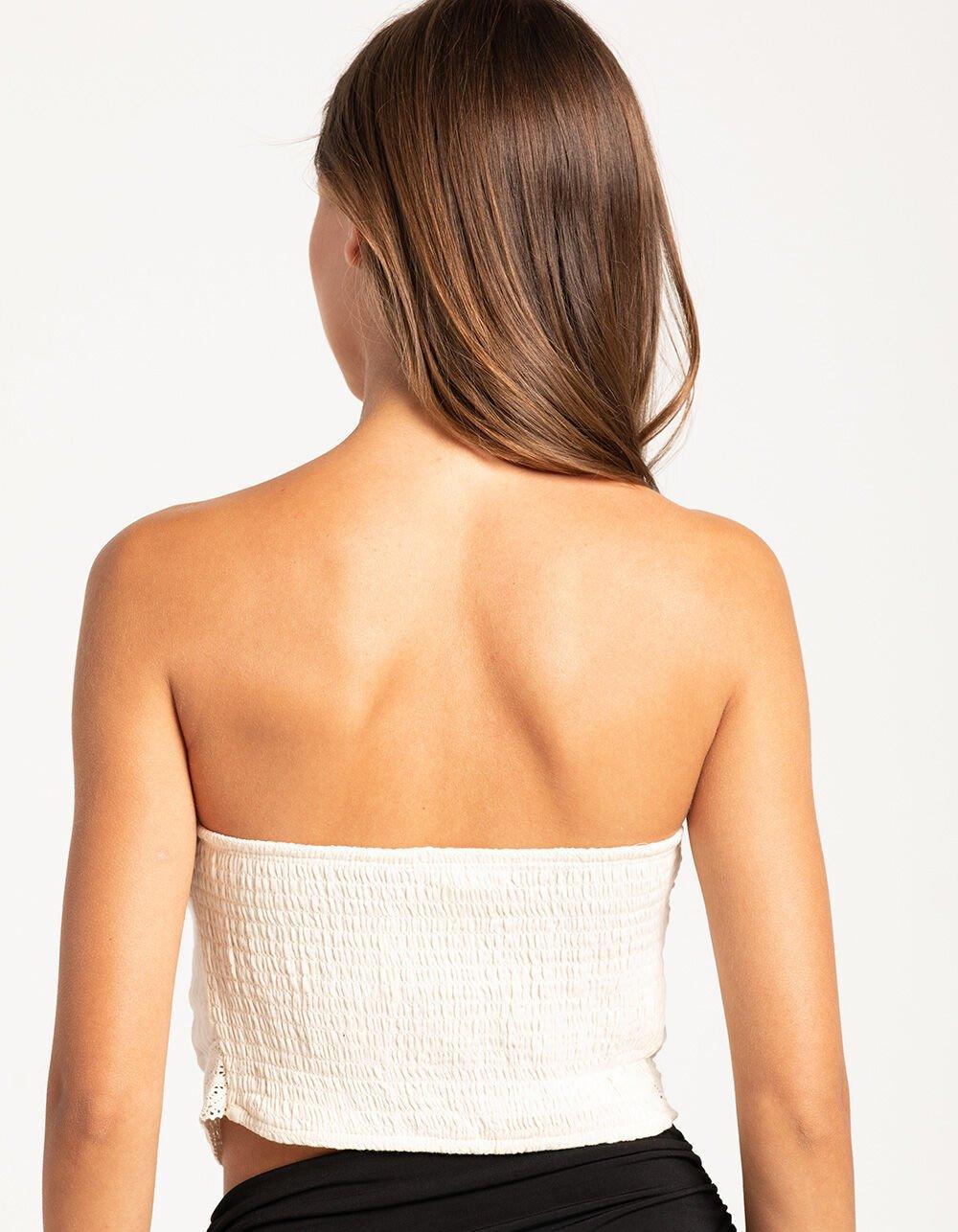 FULL TILT Gauze Crochet Trim Womens Tube Top - TAN Product Image
