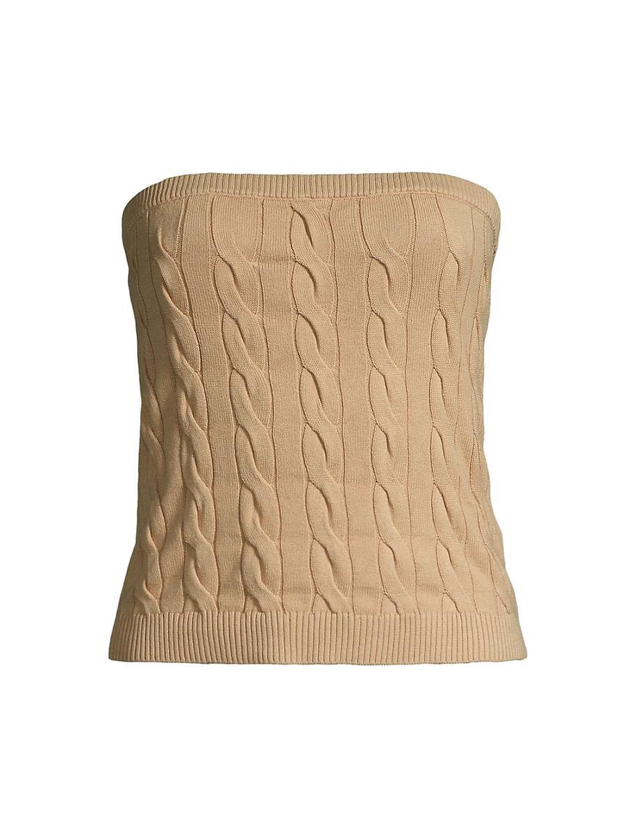 Womens Cotton Cable-Knit Strapless Top Product Image