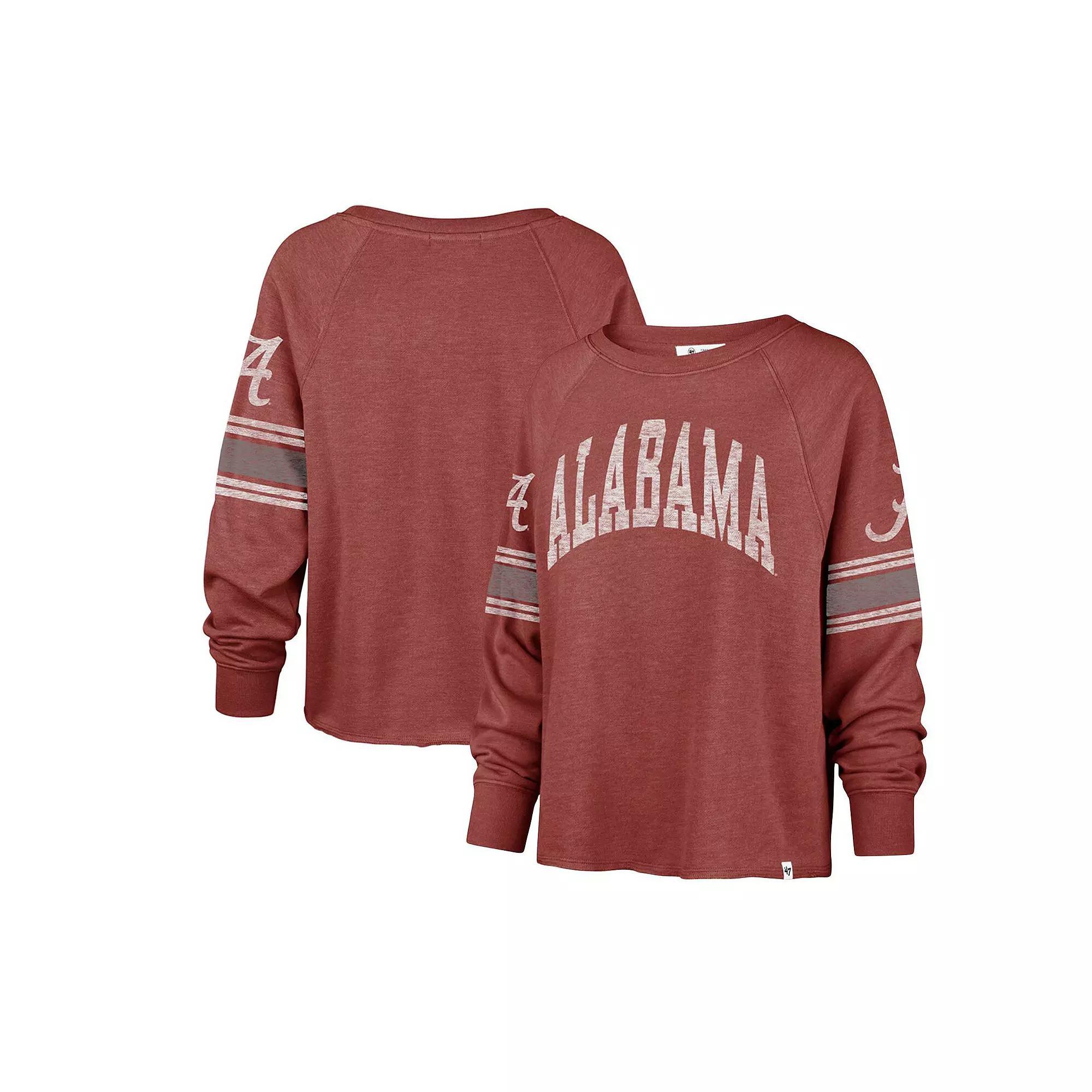 Women's '47 Crimson Alabama Crimson Tide Allie Modest Raglan Long Sleeve Cropped T-Shirt, Size: Small, Red Product Image