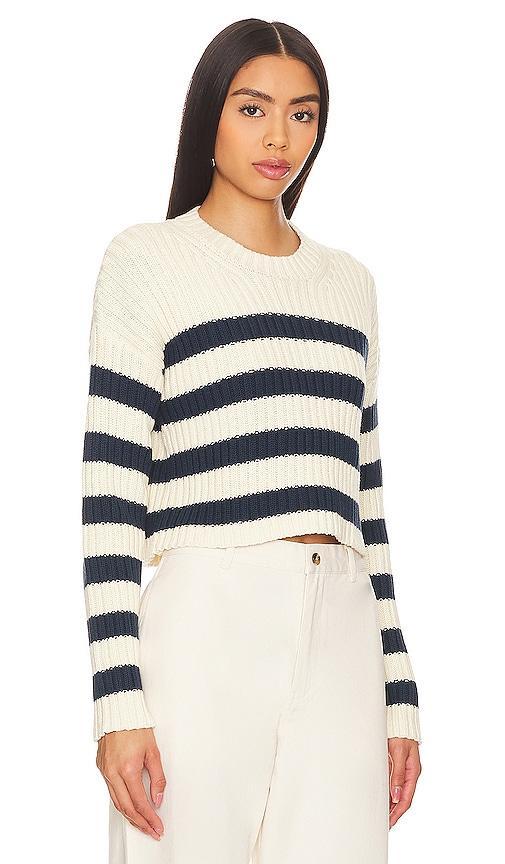 Striped Ribbed Cropped Sweater Denimist Product Image