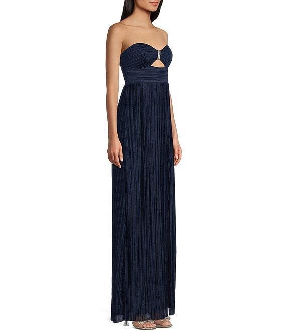 Honey and Rosie Strapless Sweetheart Neckline Sleeveless Pleated Dress Product Image