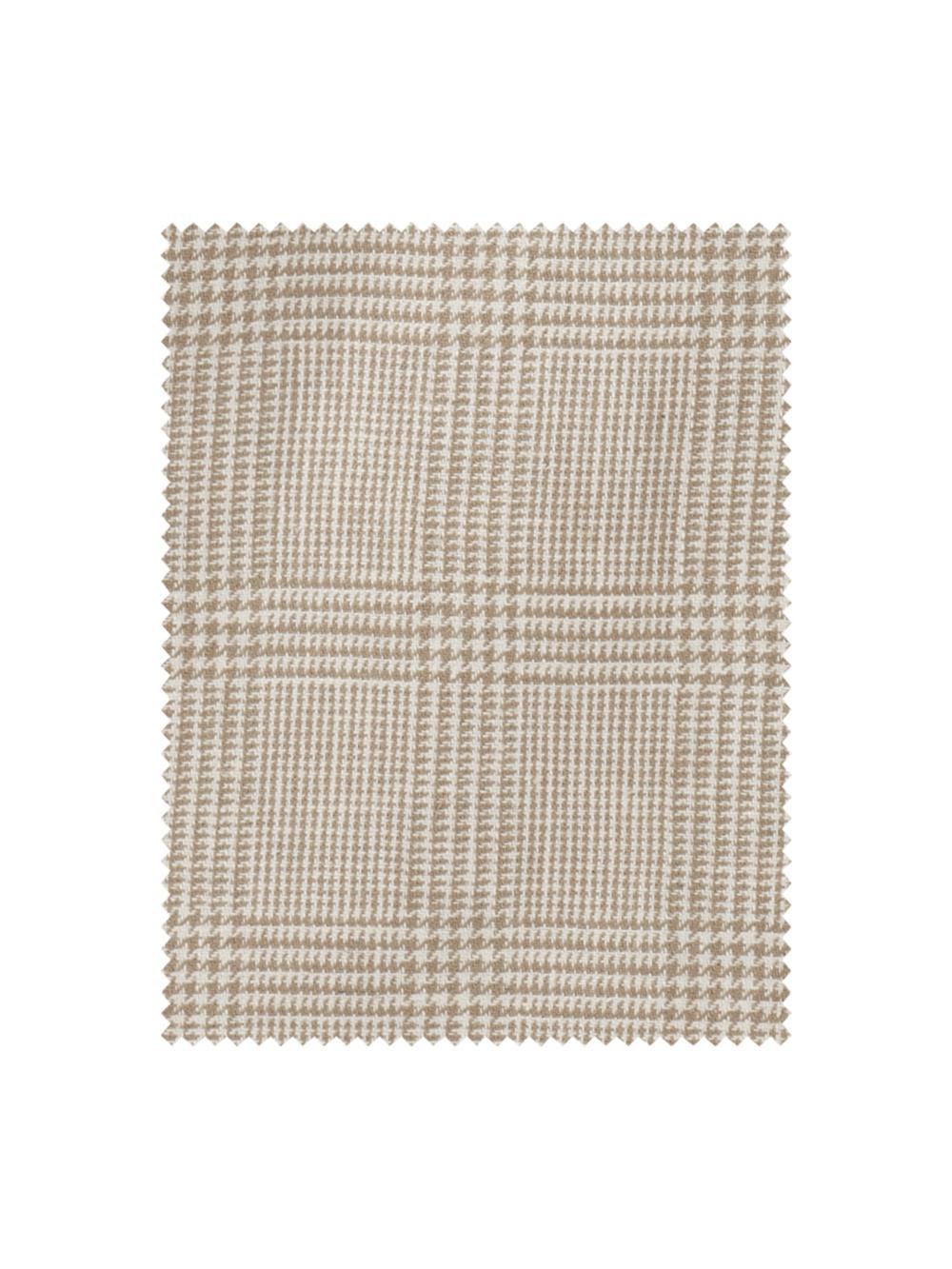 Linen Blend Plaid Single Pleat Suit Pants - Tan Product Image