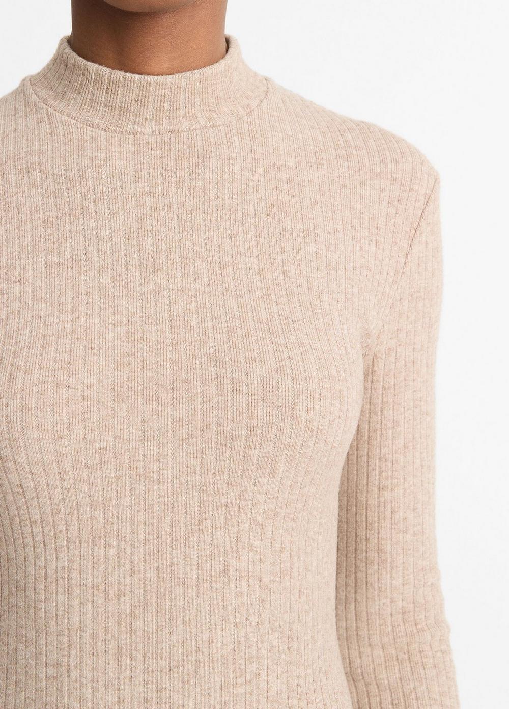 Womens Ribbed Long-Sleeve Short Dress, Heather Hazel Cream, Size XXS Vince Product Image