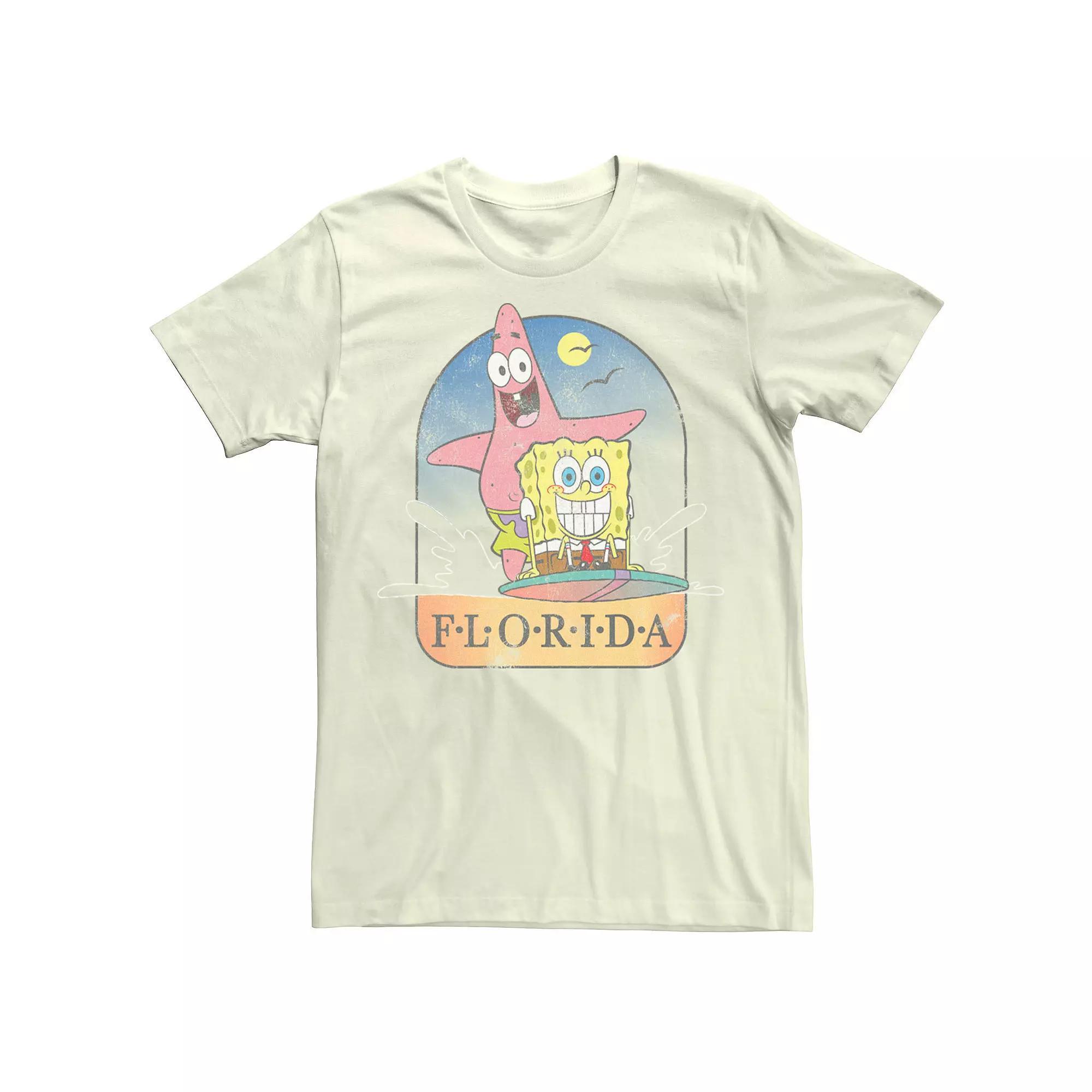 Men's Nickelodeon SpongeBob SquarePants Patrick Florida Surf Poster Tee, Size: Medium, Natural Product Image