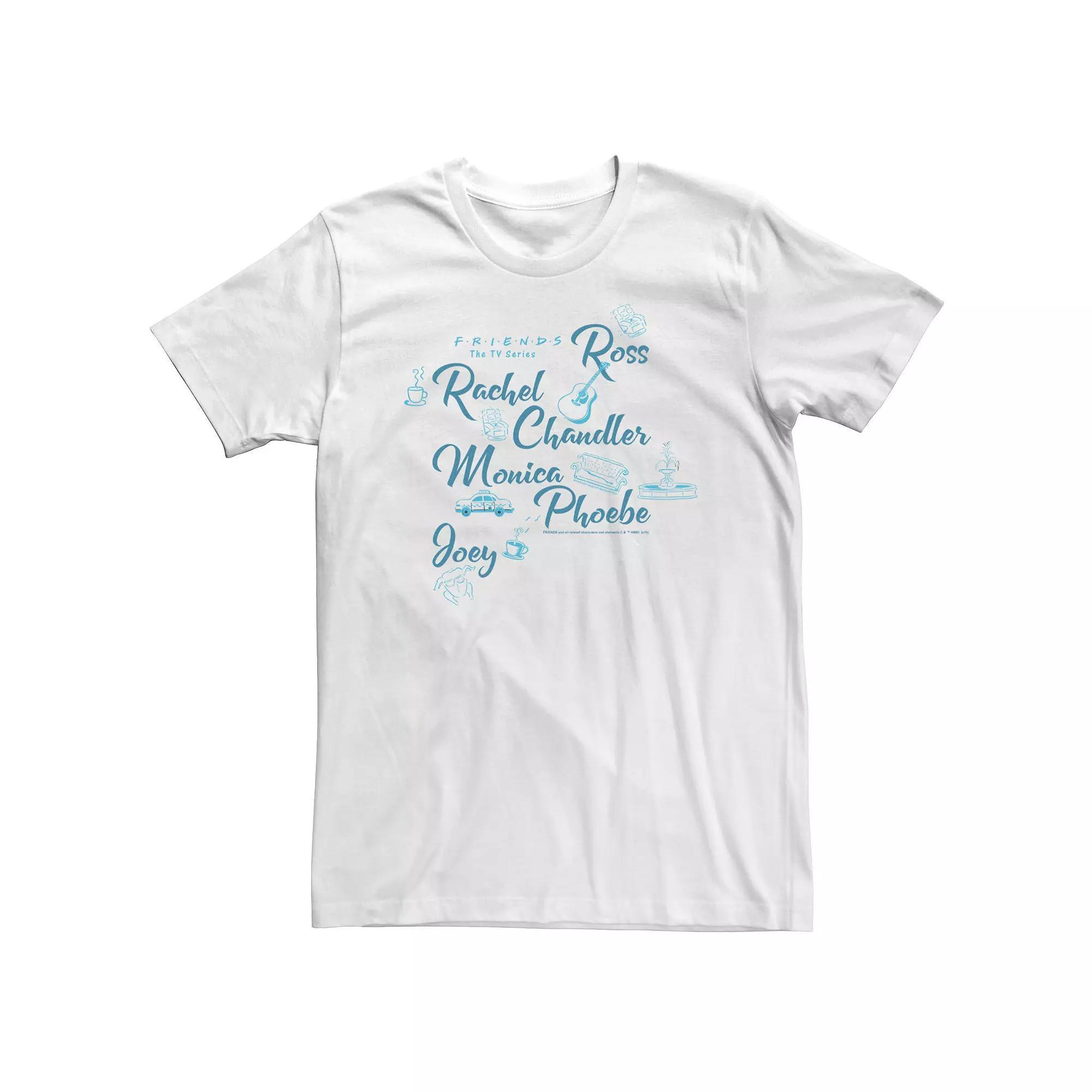 Big & Tall Friends All The Friends Symbols Name Stack Tee, Men's, Size: XL Tall, White Product Image