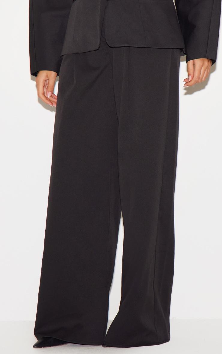  Black Premium Woven Tailored Wide Leg Pleated Pants Product Image