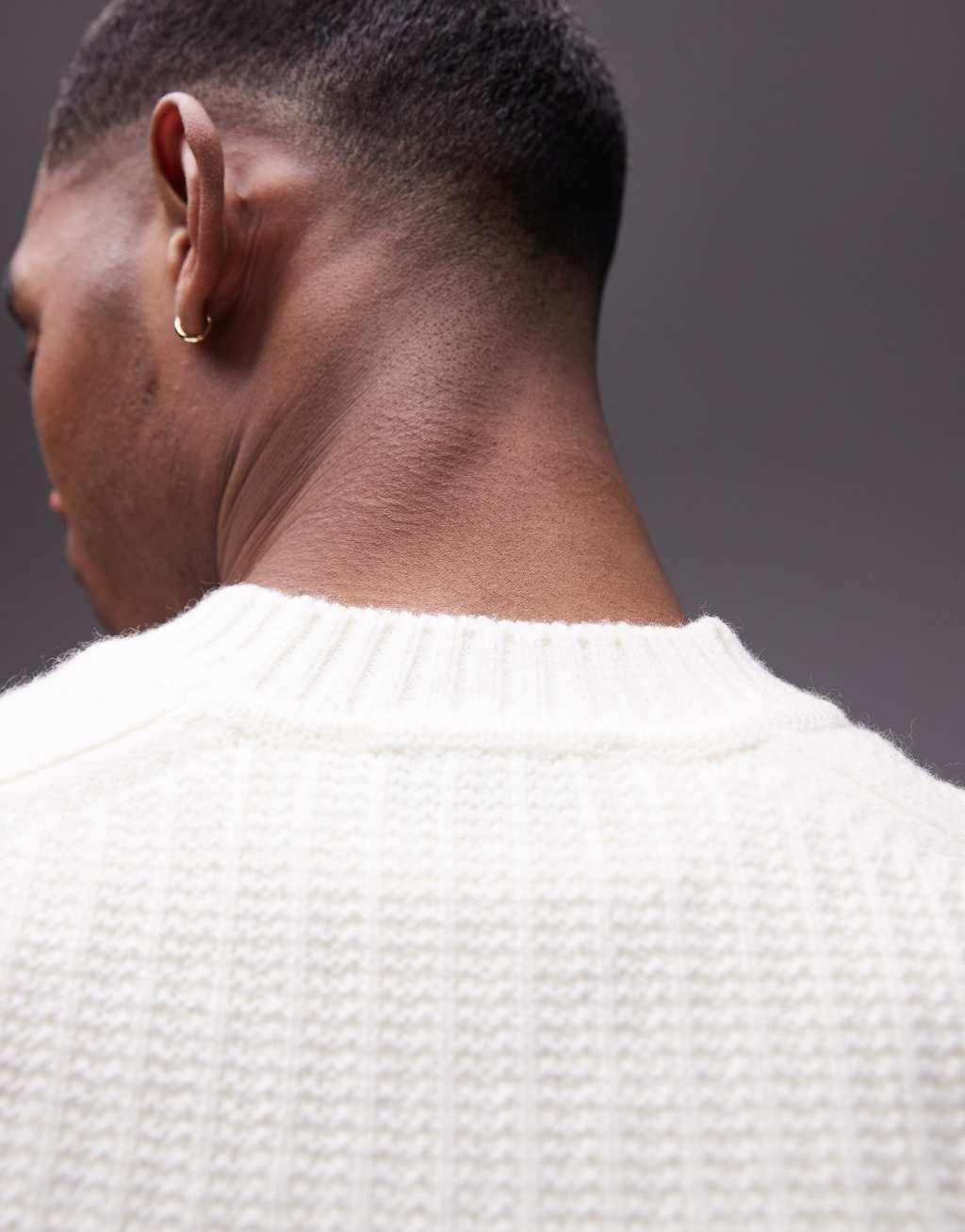 Mango crew neck sweaters in ecru Product Image