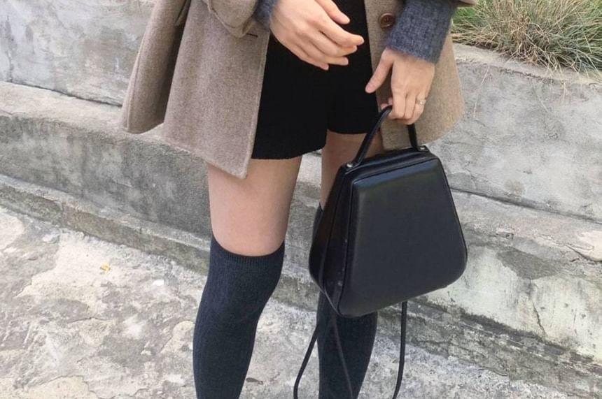 Collared Plain Button Coat Product Image