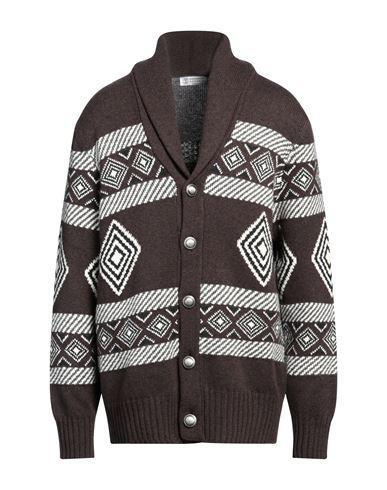 BRUNELLO CUCINELLI Men's Tribal Shawl Cardigan Sweater In Brown Product Image