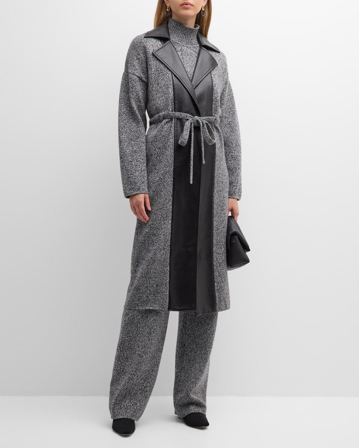 Womens Mixed-Media Tie-Waist Jacket Product Image