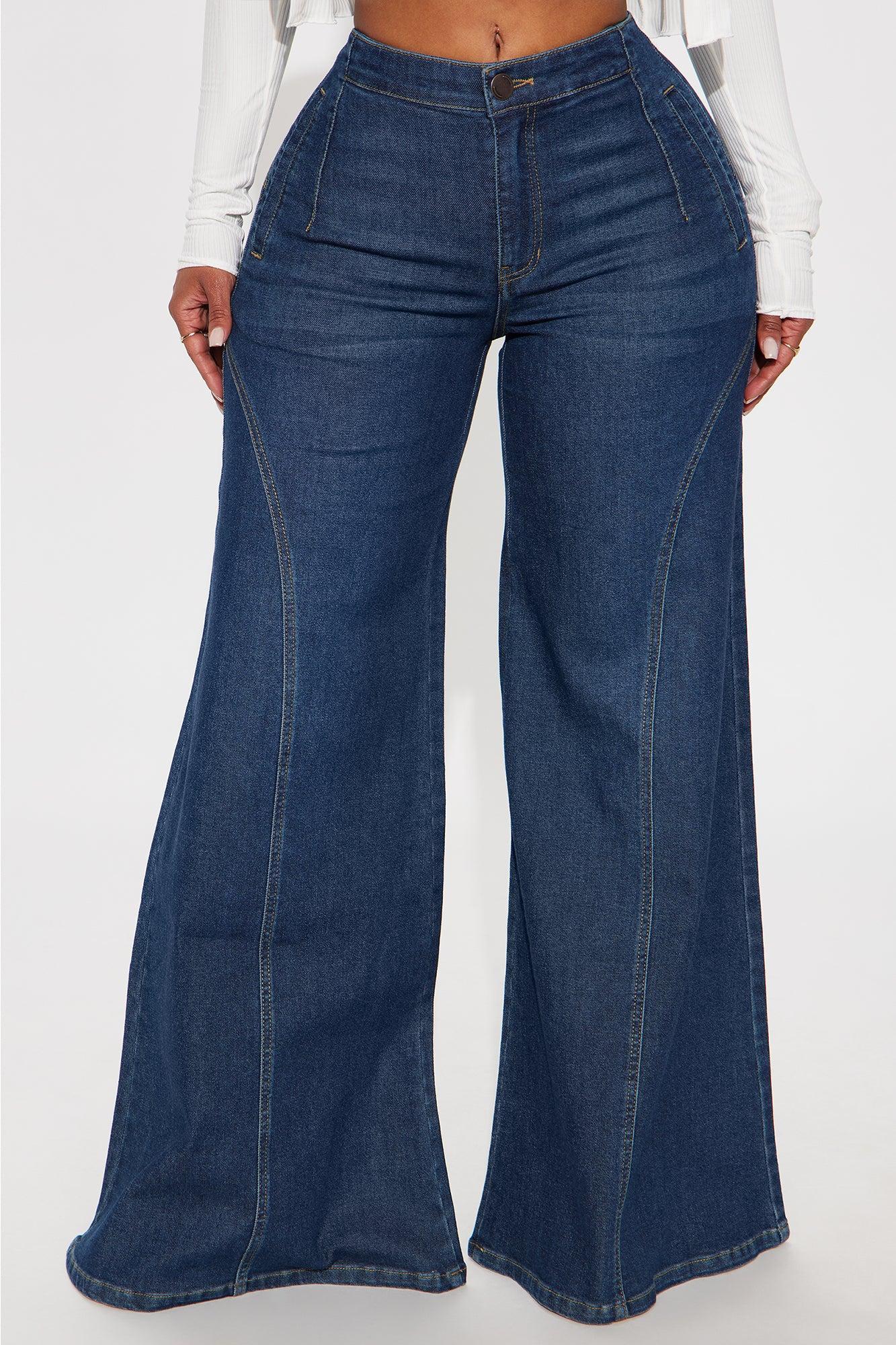 Verinique Mid Rise Wide Leg Denim Jeans - Dark Wash Product Image