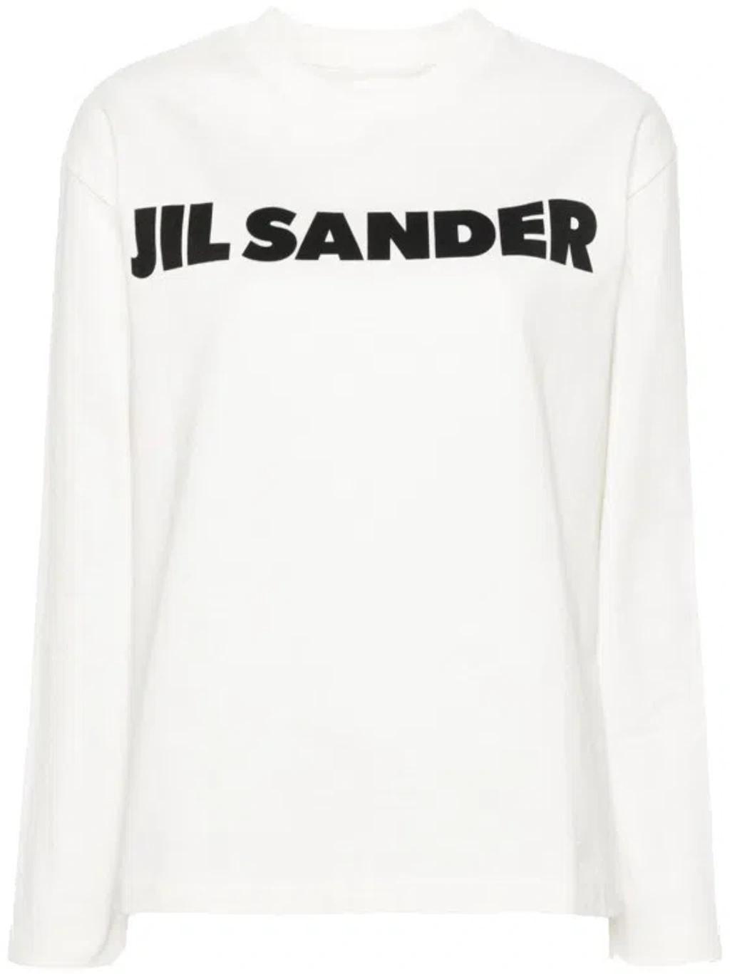 JIL SANDER Logo Print Long Sleeve T-shirt In White Product Image