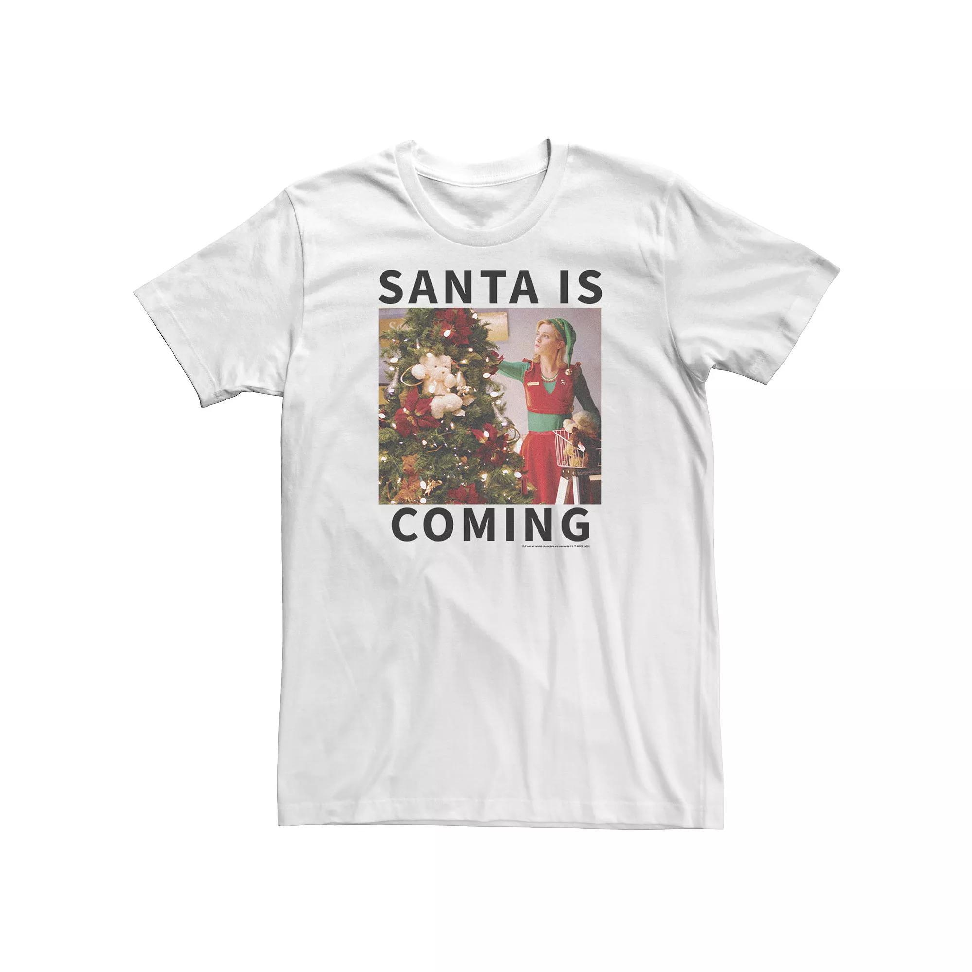 Big & Tall Elf "Santa Is Coming" Tee, Men's, Size: 3XL Tall, White Product Image