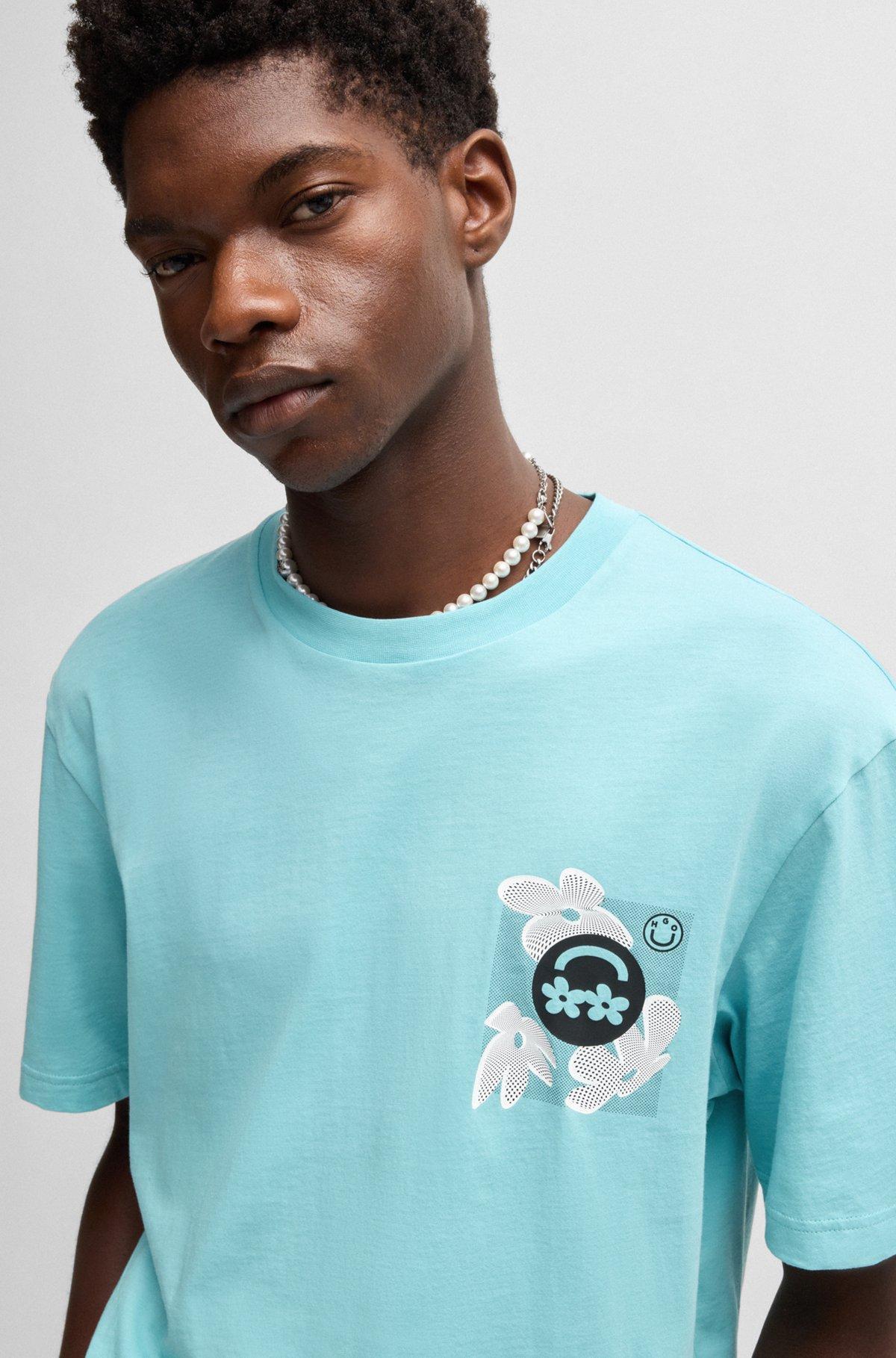 Cotton-jersey T-shirt with logo prints Product Image