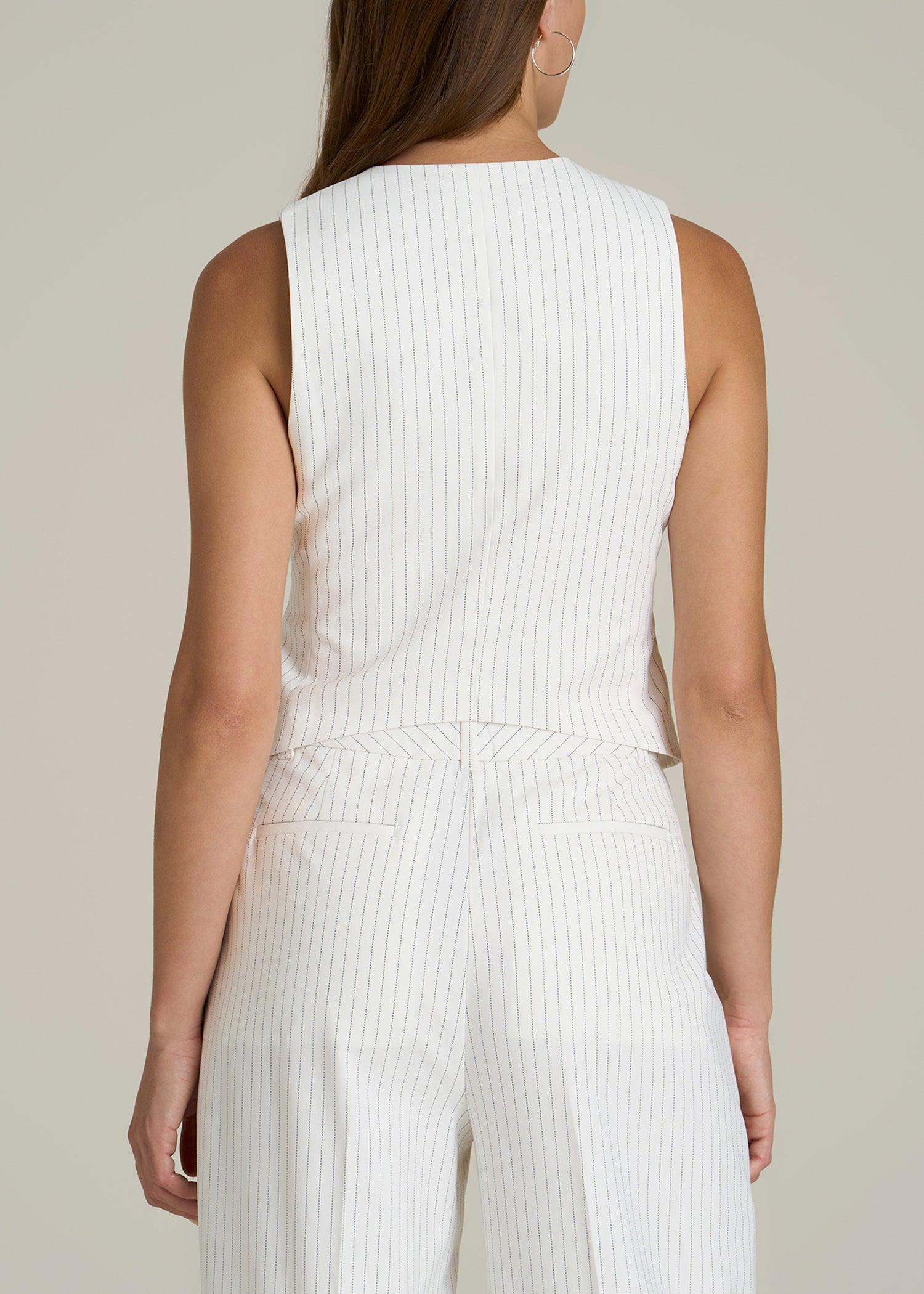 Tailored Tall Women's Vest in Off White Pinstripe Female Product Image