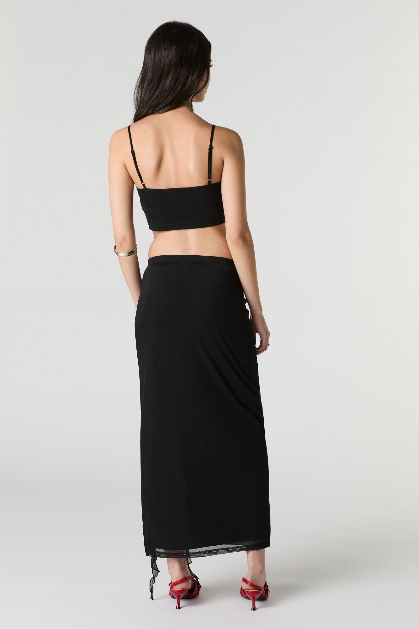 Mesh Ruffle Slit Midi Skirt Female Product Image