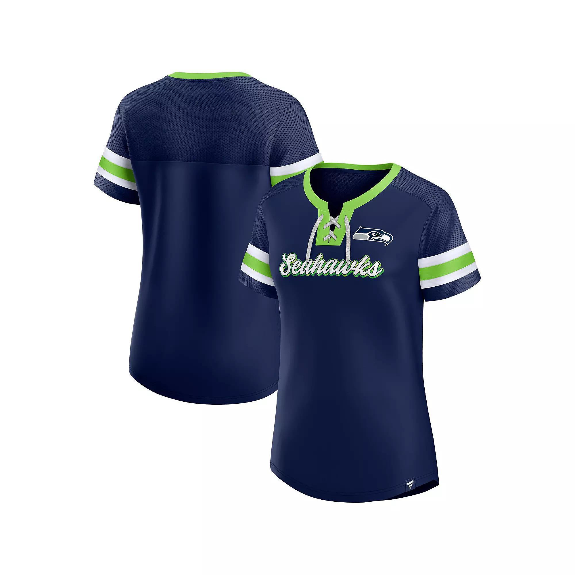 Womens Fanatics Branded College Seattle Seahawks Original State Lace-Up T-Shirt Blue Product Image