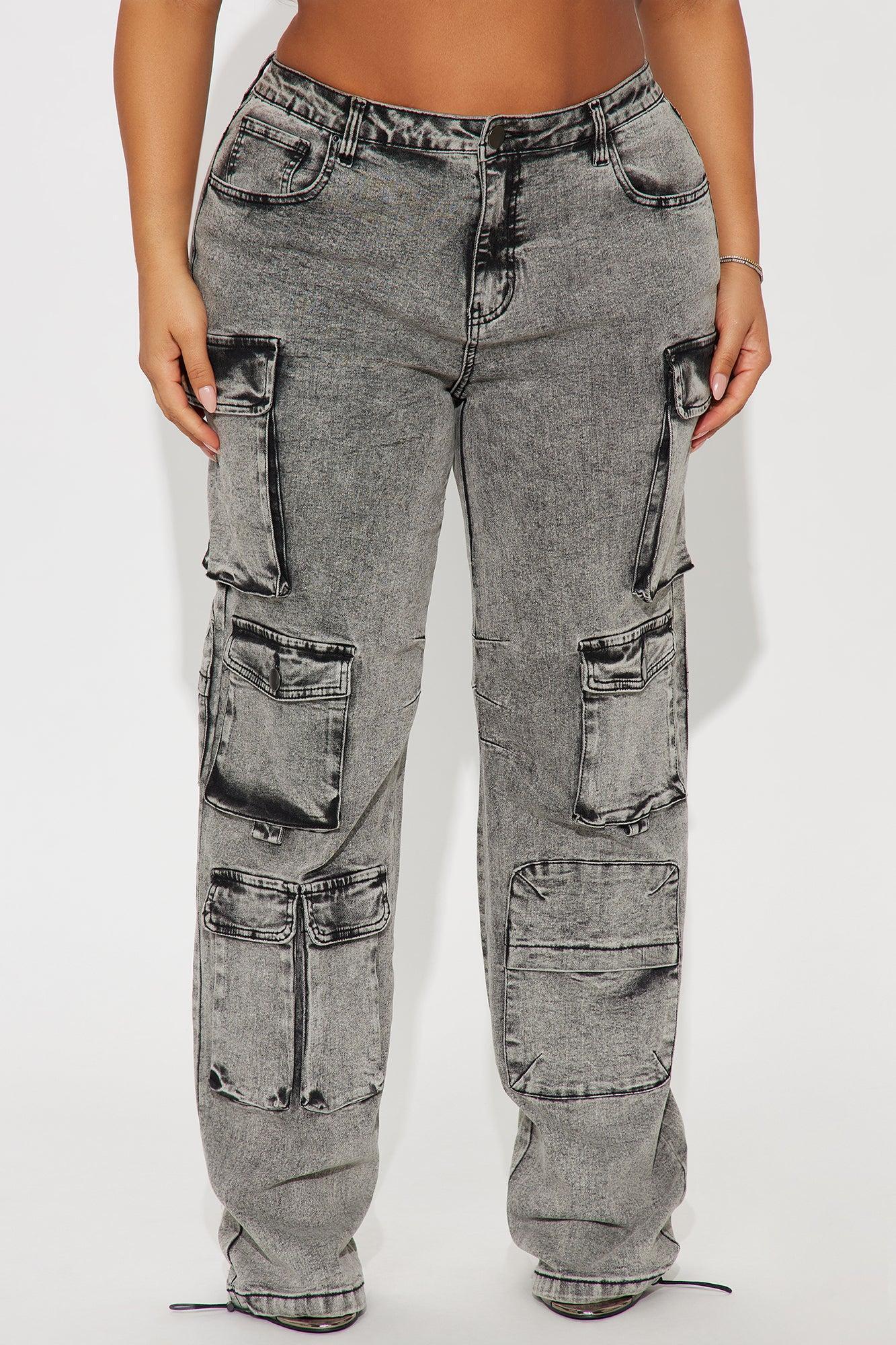 Tall Fairfax High Rise Stretch Cargo Jean - Acid Wash Grey Product Image