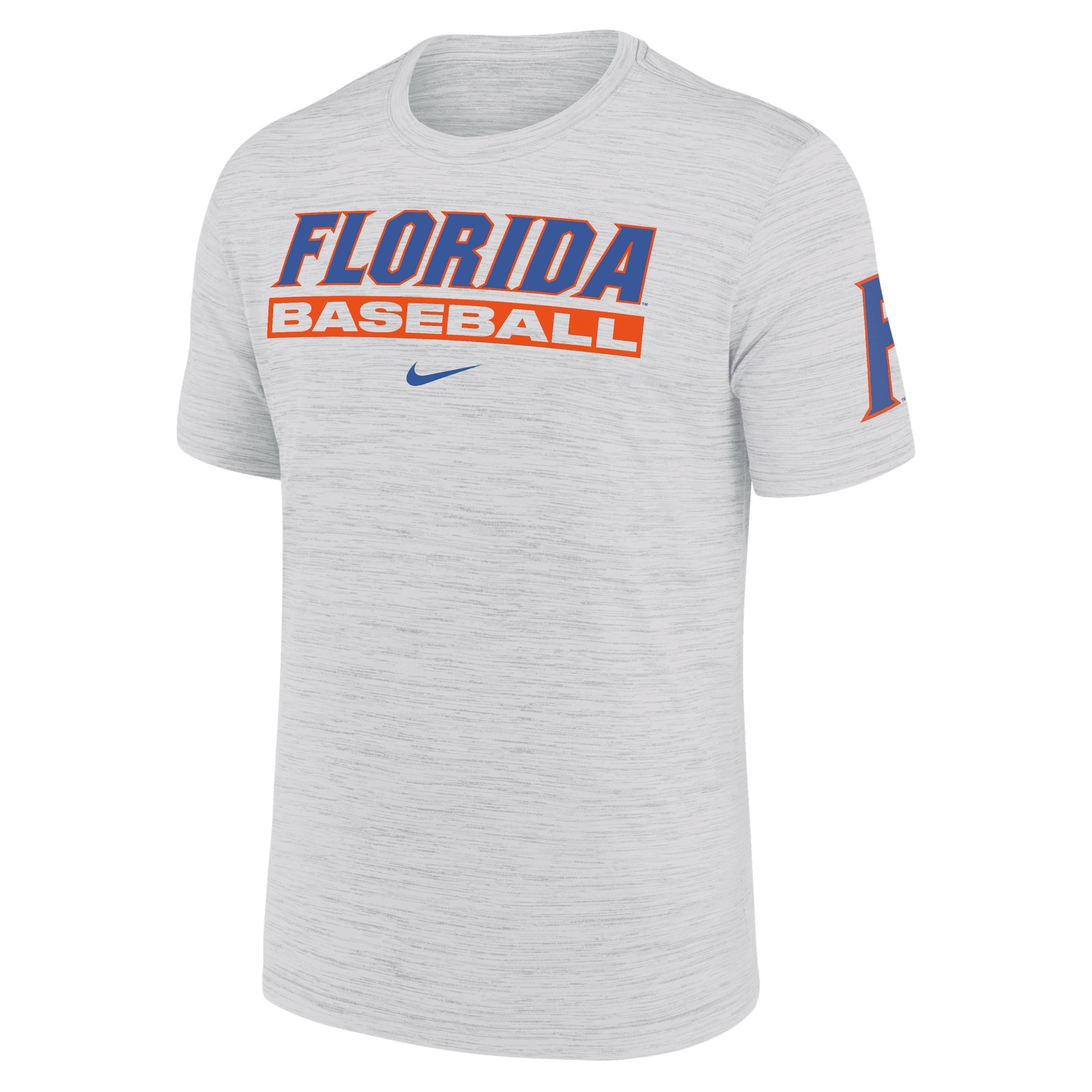 Men's Nike Ash Florida Gators Velocity Baseball Wordmark Stack Performance T-Shirt, Size: 2XL, Black Product Image