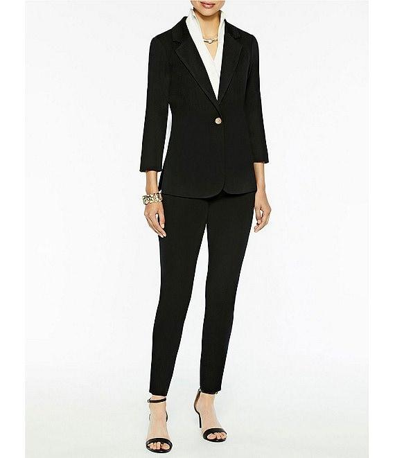 Ming Wang Notch Lapel 3/4 Sleeve One Button Knit Jacket Product Image