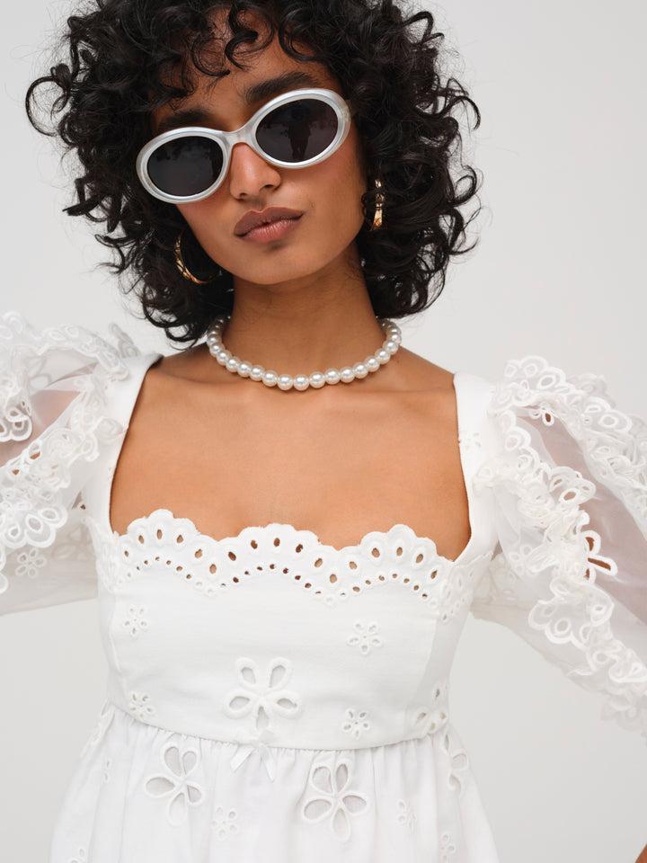Daisy Eyelet Top — White Product Image