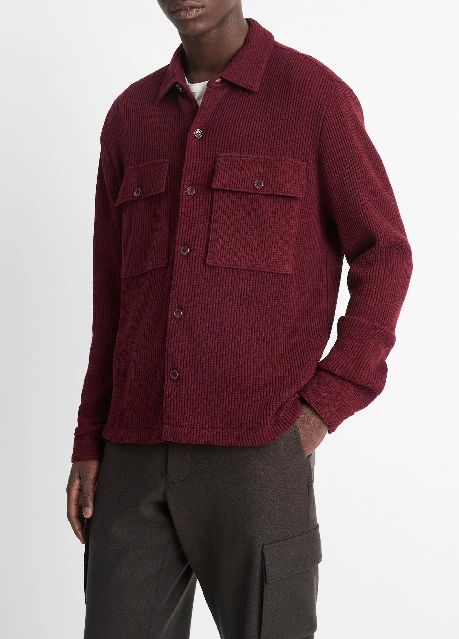 Mens Chunky Waffle Cotton-Blend Shirt Jacket, Coastal Blue, Size L Vince Product Image