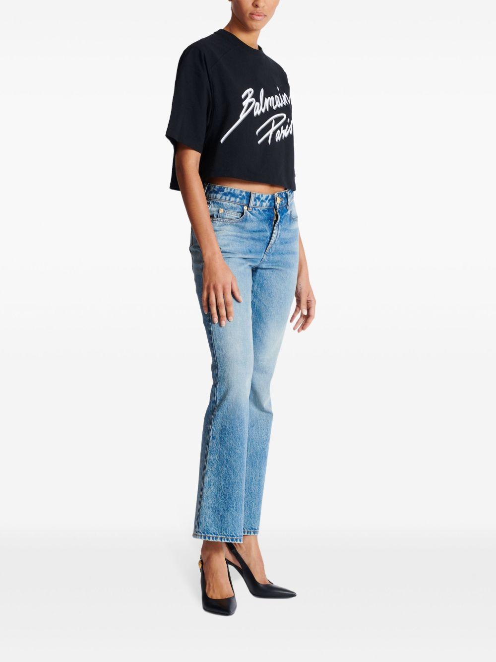 logo-flocked cropped T-shirt Product Image