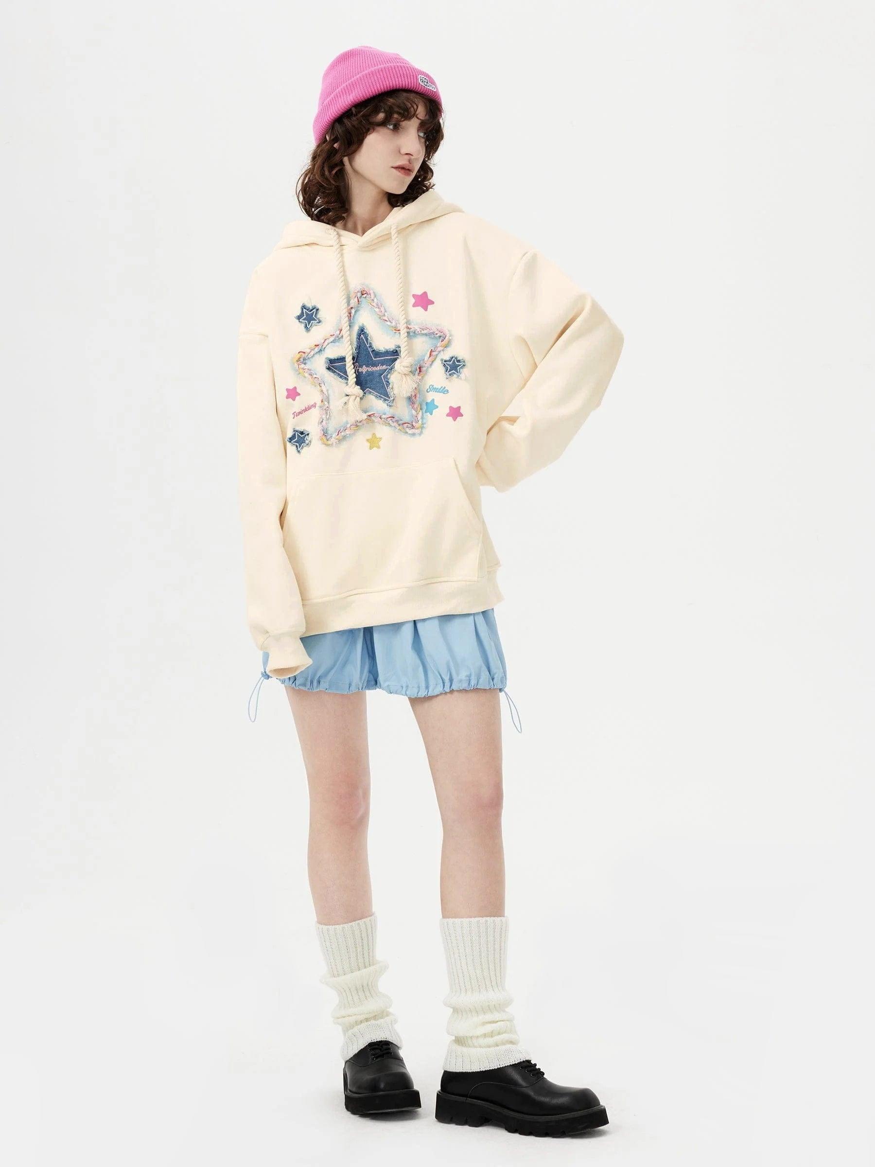 Aelfric Eden Denim Star Applique Hoodie Product Image