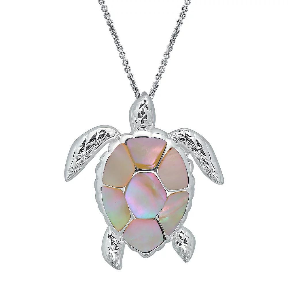 Aleure Precioso Silver Plated Abalone Turtle Pendant Necklace, Women's, Size: 18", Silver Tone Team Product Image