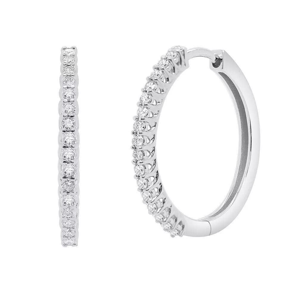 Ethique 1/2 Carat T.W. Lab-Grown Diamond Hoop Earrings, Womens, Sterling Silver Product Image