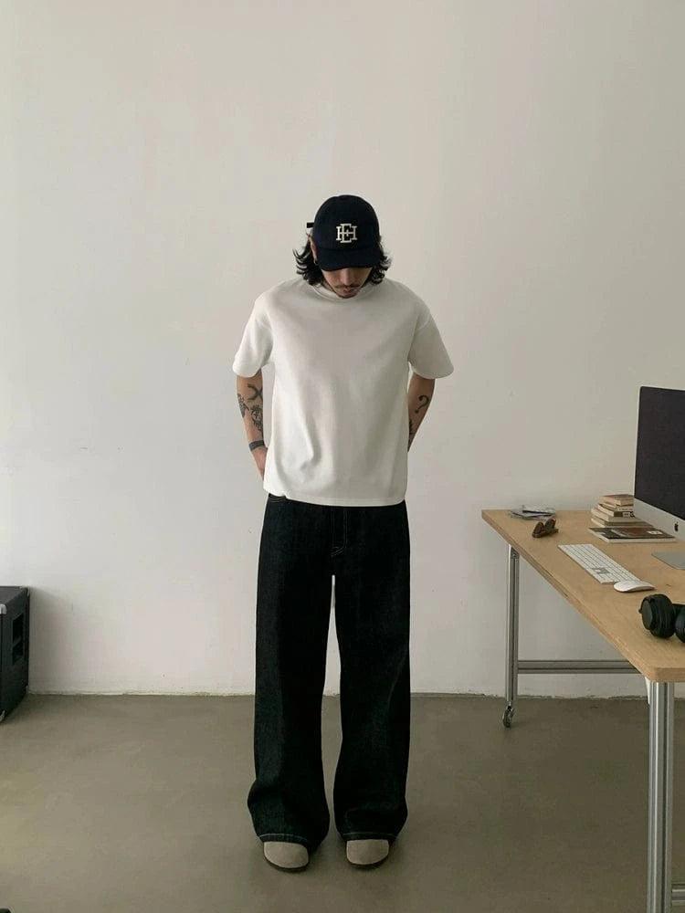 RT No. 19513 DARK DENIM STRAIGHT PANTS Product Image