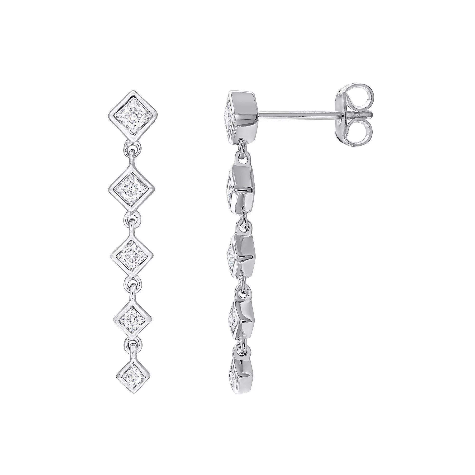 Stella Grace Sterling Silver 5/8 Carat T.W. Lab-Created Moissanite Journey Earrings, Women's Product Image