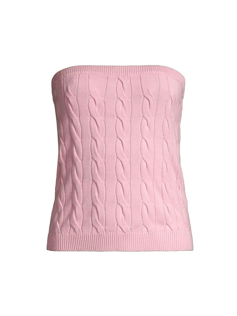 Womens Cotton Cable-Knit Strapless Top Product Image