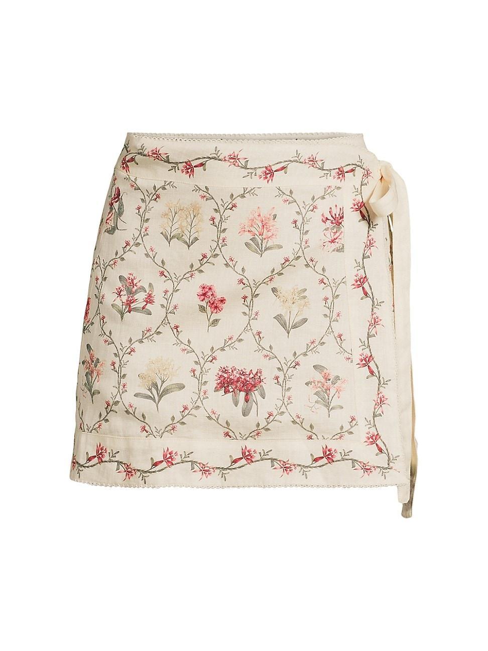 Womens Luna Floral Linen Cover-Up Skirt Product Image